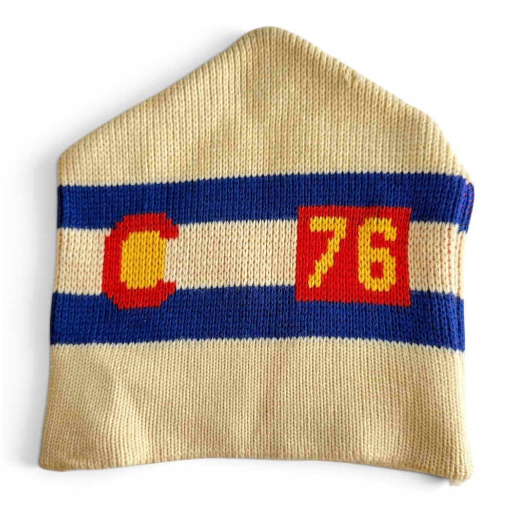 Wigwam Colorado 1976 Ski Cap Cream Vintage Wool Olympic Bid Beanie USA made Rare